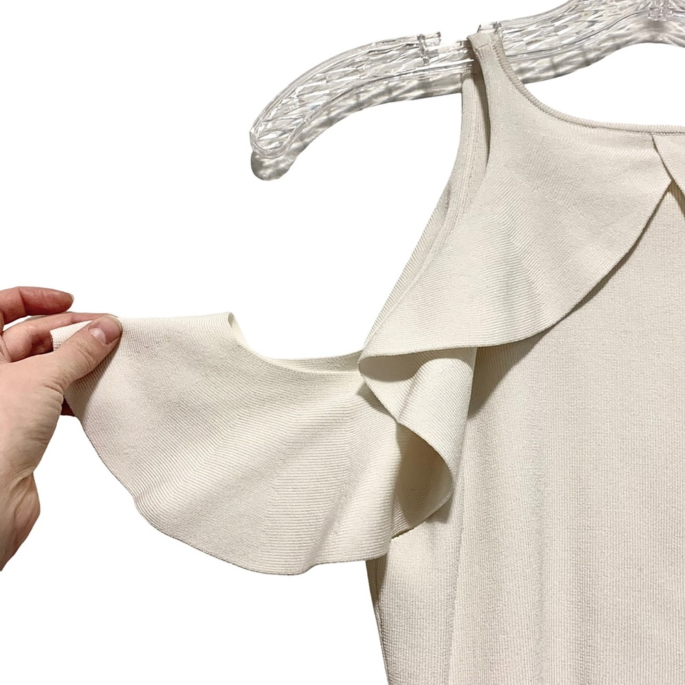 Jonathan Simkhai Hanging Ruffle Racerback Tank Top Ivory - Picture 10 of 11